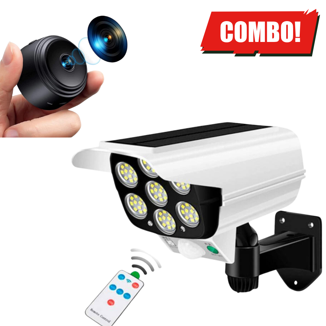 🔒 ¡Protege lo que más te importa con la máxima discreción! 🔒 Combo Lampara Solar 77 + Cámara Espía A9 💡📹