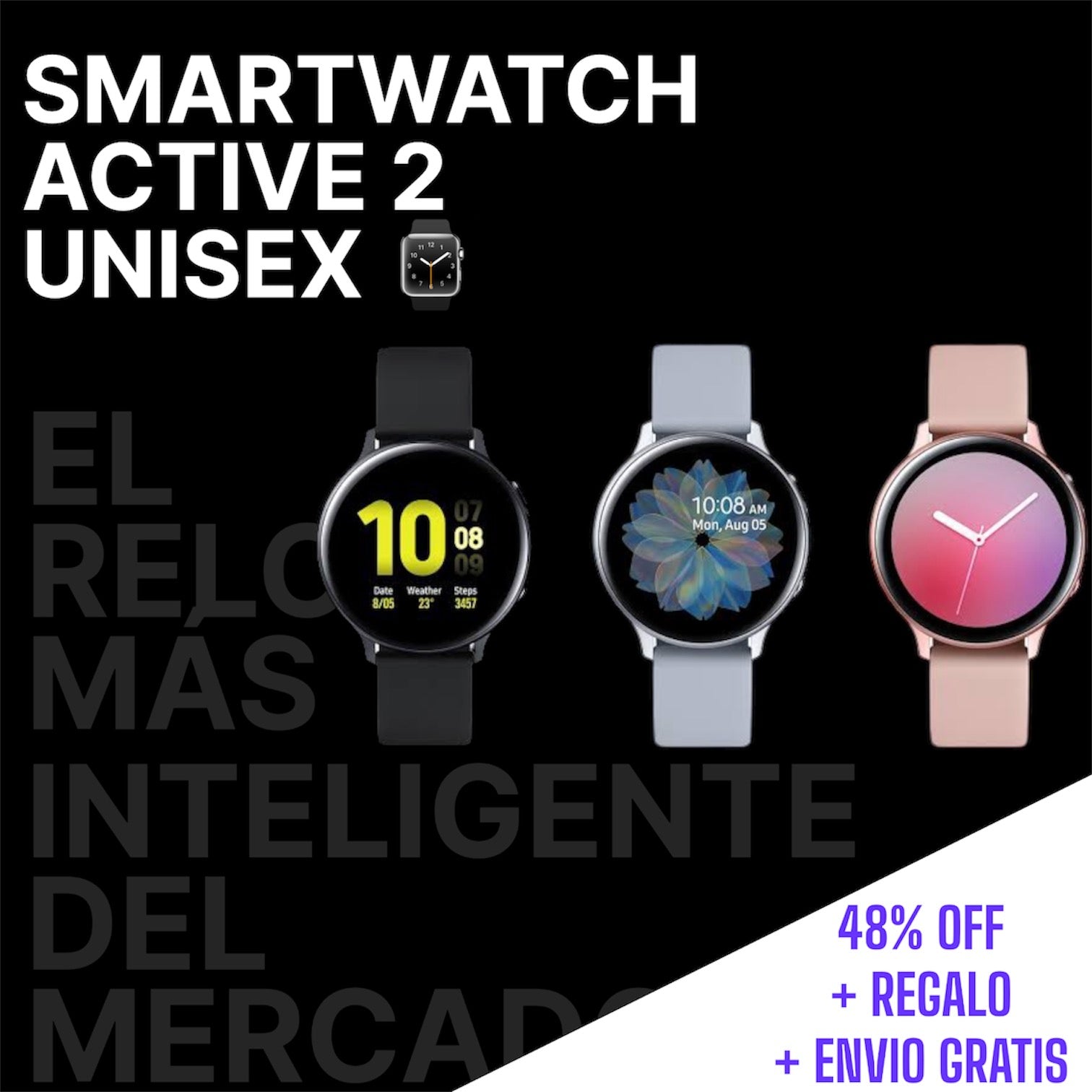 Compra el Smartwatch Active 2 Unisex ⌚️ y Llévate los  Audifonos de REGALO 🎵 ¡ÚLTIMAS UNIDADES DEL COMBO!